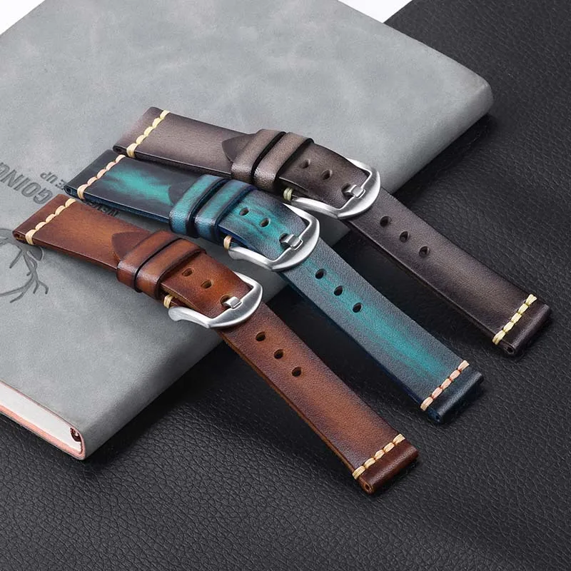 Bracelet de Montre Rétro en Cuir group, Accessoire Universel pour Panerai, Samsung Galaxy, Huawei, 18mm, 20mm, 22mm, 24