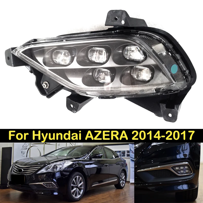 

DECHO LED Foglight DRL For Hyundai AZERA 2014 2015 2016 2017 Front bumper foglight foglamp Daytime running light fop light