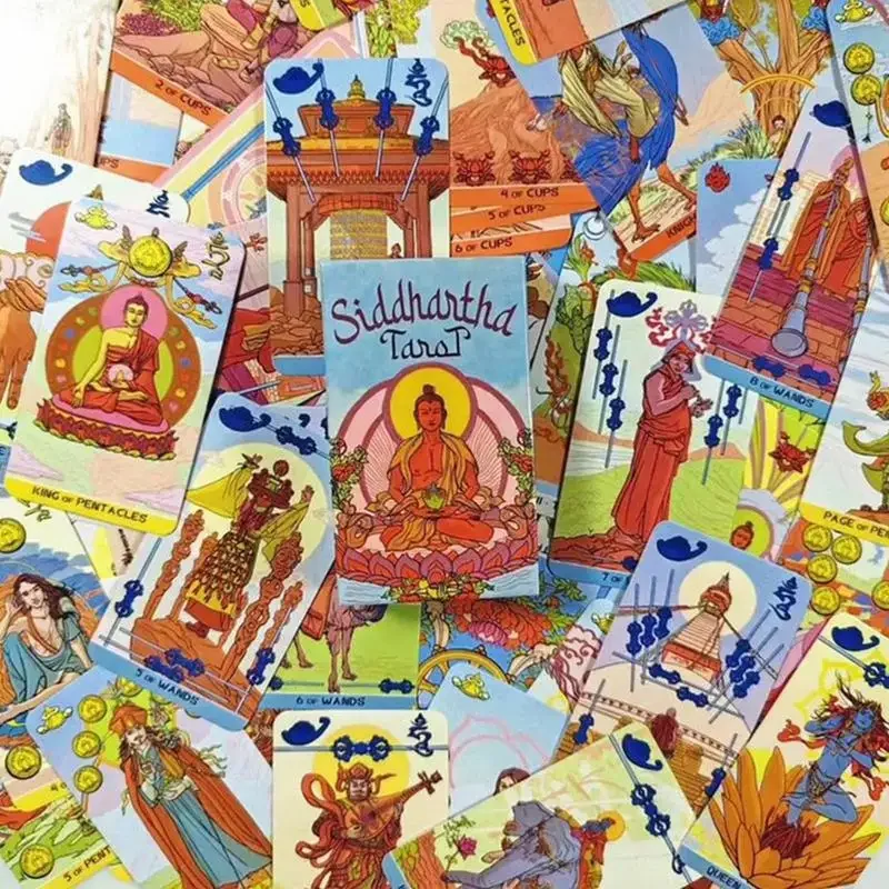 1Pcs Siddhartha Tarot All English Tarot Cards True Love Oracle Cards Labradorable Egyptian Art Nouveau Doodle Tarot Oracle Deck