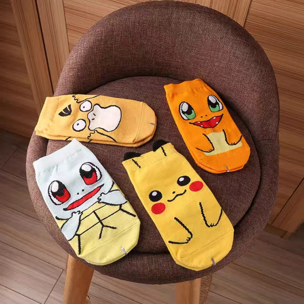 

Короткие носки с изображением Покемона Пикачу Чармандер Kawayii Squirtle Psyduck, повседневные носки с героями мультфильмов, студенческие спортивные носки, подарки на день рождения для девочек