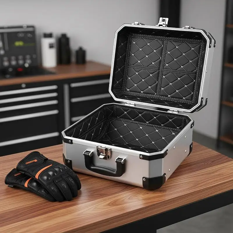【CR】Motorbike Underseat Storage Liner Waterproof Quilted PU Leather With Multi Pocket Non-slip for Motorcycle Cargo Storage