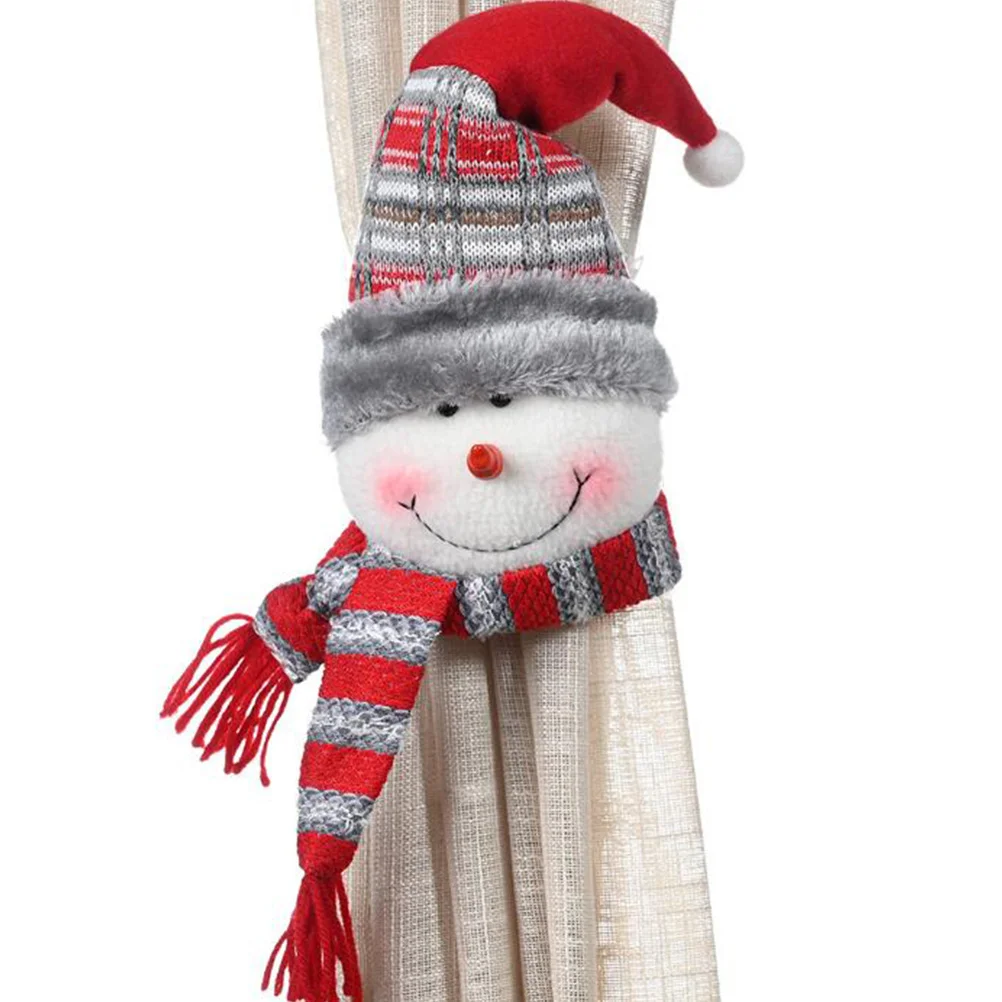 

2pcs Christmas Curtain Buckle Bright Color Cloth Material Cartoon Buckles Festive Holiday Decoration Santa Deer Snowman Pattern