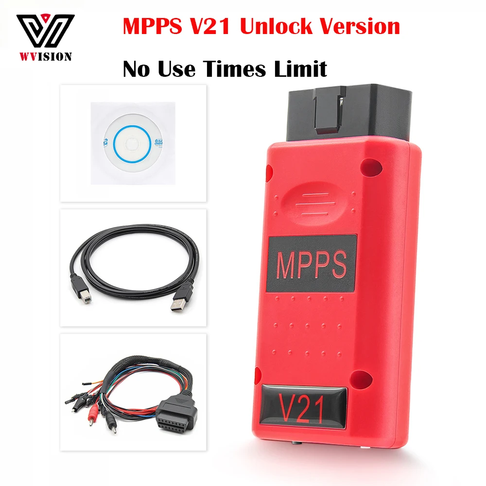 Newest MPPS V21 Unlock Version No Use Times Limit Full Chip With Breakout Tricore Cable OBD2 ECU Chip Tuning Scanner Tool