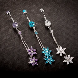 Kuniu 1pc y2k Fashion Flower Pendant Belly Ring Women Piercing Body Jewelry Party Jewelry