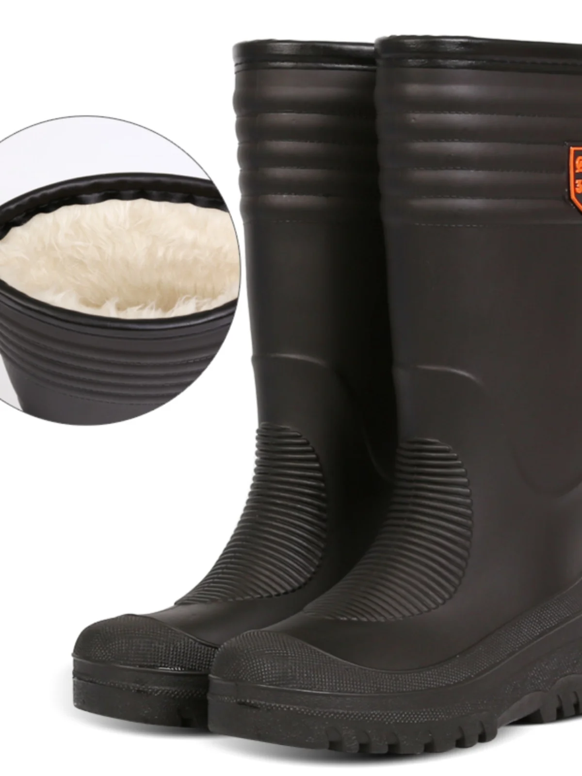Warme Katoenen Winter Regenlaarzen Heren Halfhoge Kuit Thiened Fce Gevoerd Waterdicht Lang Haar Gel oes Hoge Buis Water oes