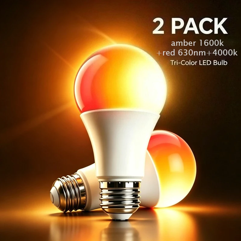 3 Colors Dimmable LED Bulb E27 7W Zero Blue Light 630nm Red+1600K+Full Spectrum 4000K for Home Sleep Infrared Bulb AC100-240v