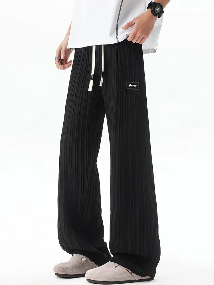 Wassup Celana Kasual Kaki Lebar Bergaris Vintage Celana Panjang Potongan Lurus Nyaman Musim Panas Longgar untuk Pria dan Wanita