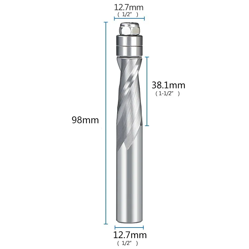 XCAN Milling Cutter 2 Flute Up Cut Flush Trim Router Bit with Bearing Guided 1/4\