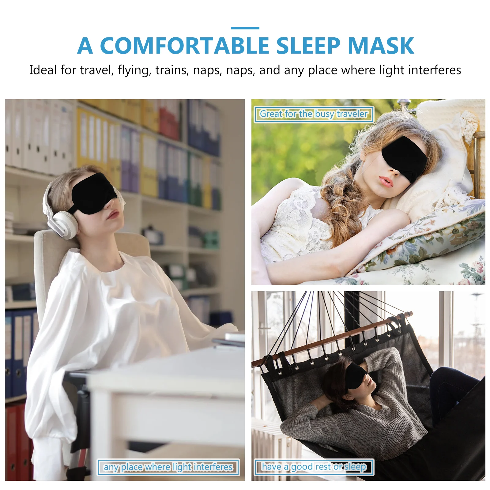 

Sleep Mask Eye Shades Cover Breathable Cotton Blackout Travel Naps Durable Blindfold Compression Eye Mask For Sensitive Sleepers