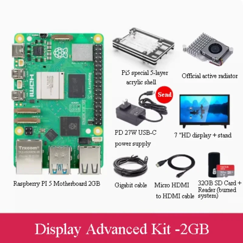 

Raspberry PI 5 Generation display kit, with high performance memory options: 2GB/4GB/8GB, smooth operation