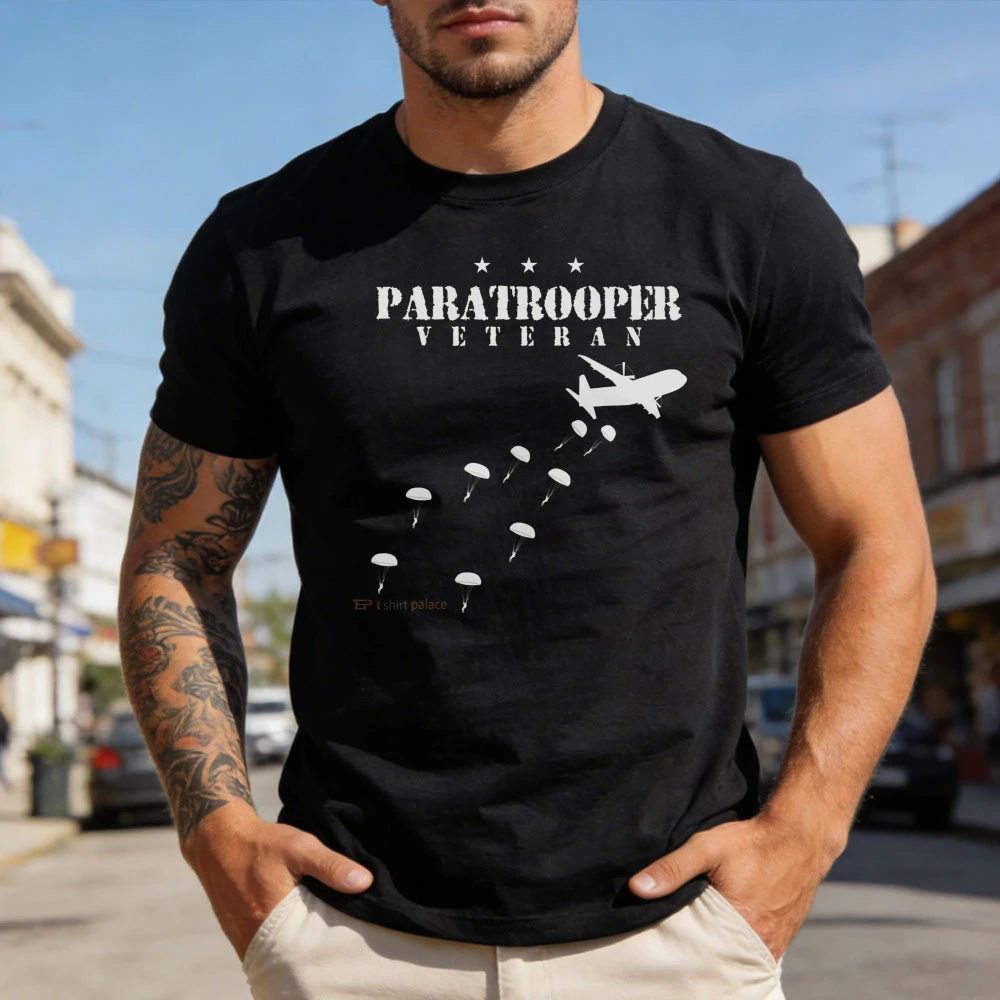 USAirborne Paratroopers Veteran Vintage T-Shirt Contracted Design Men Unisex Tshirt Veteran Memorial Clothing Casual Cotton Tops