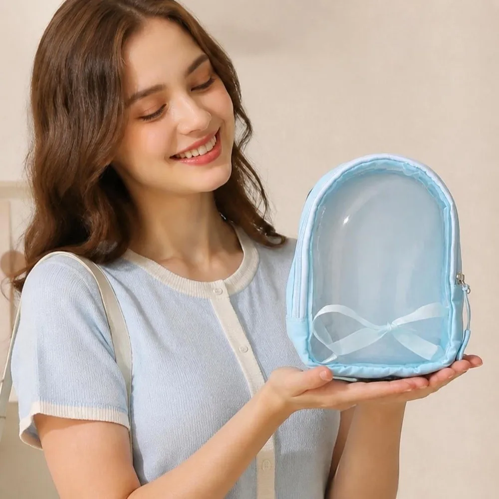 Cute Zipper Doll Display Bag Portable Kawaii Storage Bag Waterproof Sweet Transparent Pouch  Toy Storage Bag