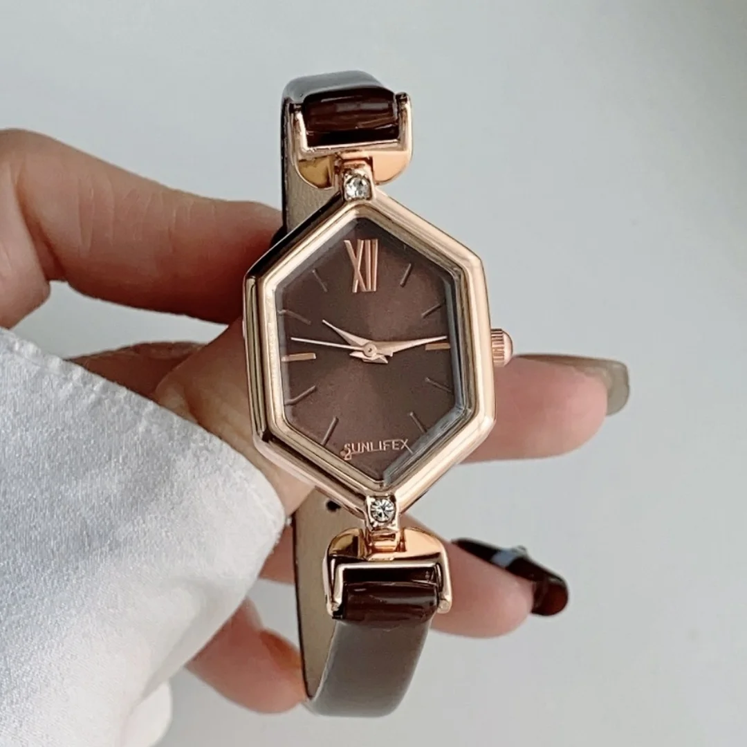 Fashion Women's Quartz Watch Leather Band Analog Wristwatches Rhombus Watch Dial Ladies Watches Clock Relogio Feminino