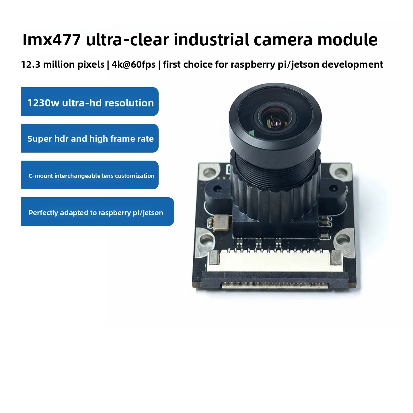 IMX477 12.3MP Camera Module for Raspberry Pi and Nvidia Jetson Nano