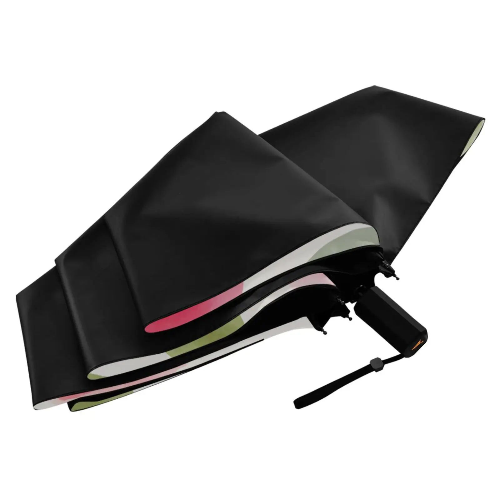 Three Folding Umbrella Parasol Women Anti-UV Sun Protection Umbrella Outside Black Coating 6 Ribs  Rose print
