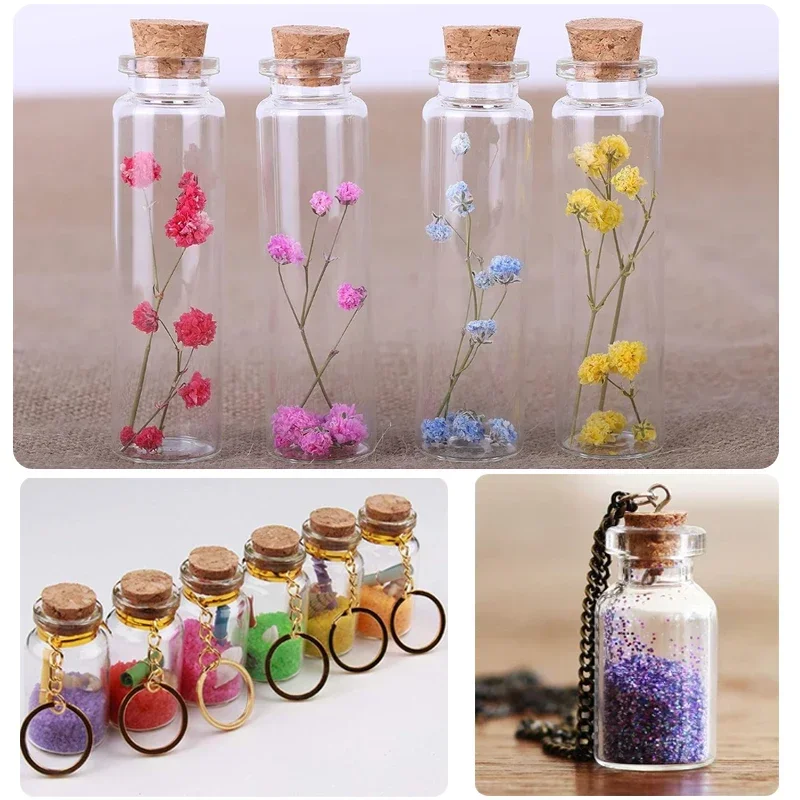 5-10pcs Glass Mini Wishing Bottle Cork Bottles Empty Sample Jars Home Decoration DIY Jewelry Pendants Cork Stopper Storage Vial