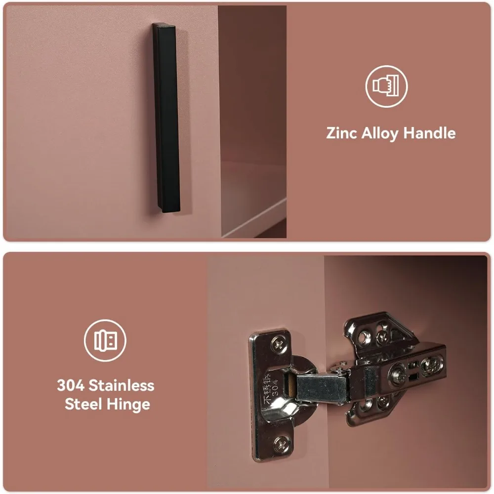 زاوية عائمة مقاس 28 بوصة لمساحات الحمام الصغيرة، تصميم مثبت على الحائط وردي مع رف مفتوح، حوض زجاجي شفاف