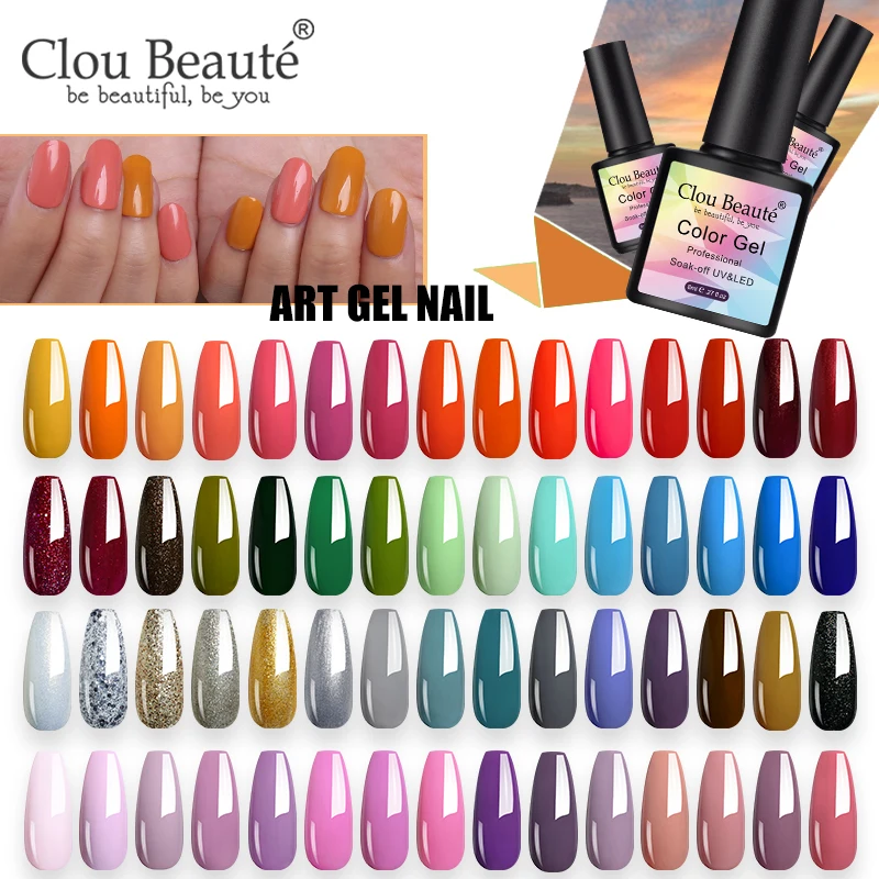 

Clou Beaute 82 Colors Gel Nail Polish LED UV Gel For Nail Soak Off Nails Gel Purple 8ML Semi Permanant Red Art Lacquer Gel Red