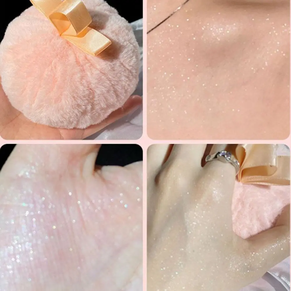 Glitter High Light Powder Puff Three-dimensional Ball Shape Finger Puff with 10g Loose Powder Honey Powder Cosmetic Puff Neck