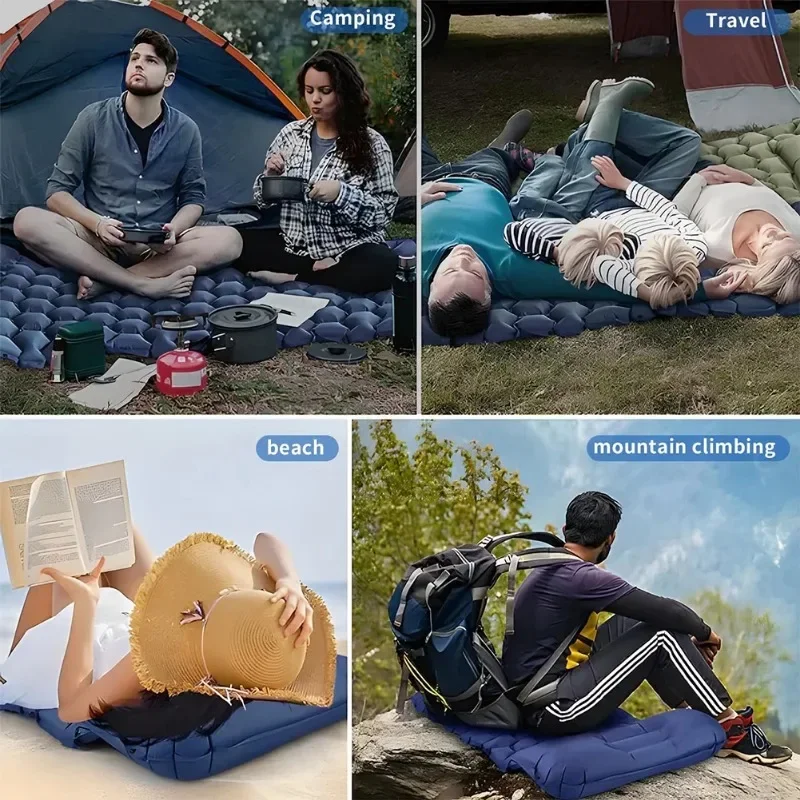 

Outdoor Camping Inflatable Mattress-Ultralight Air Mat with Built-in Pump Hiking Sleeping Pad Pillow Footrest Inflatable Cushion