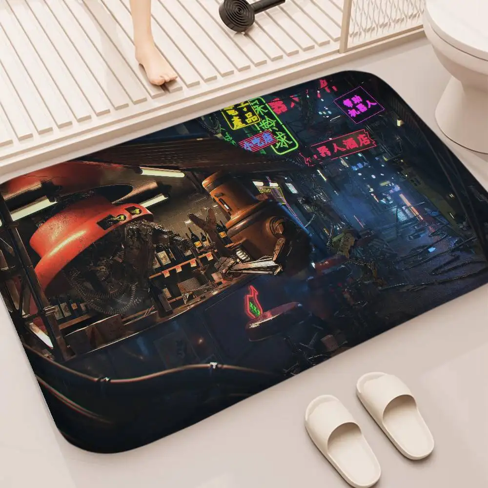 

Punk Neon Street Floor Mat Printed Large Carpets Room And Bedroom Carpets Bathroom Anti Slip Door MATS Small Carpets