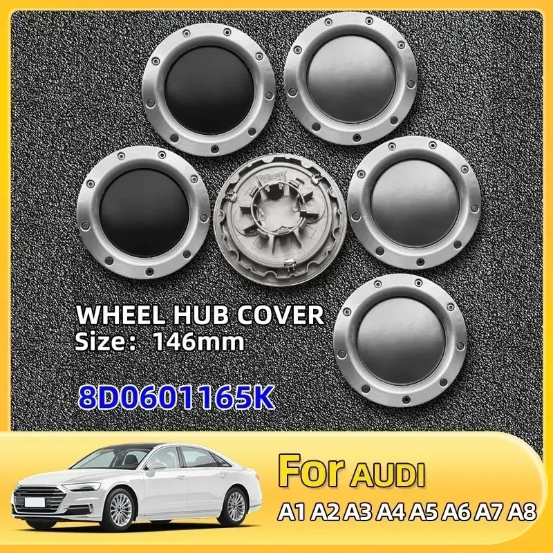 

4pcs 146mm 8D0601165K Grey Black Wheel Center Hub Caps Rim Caps Emblems Badge logo for audi Quattro TT A2 A3 A4 A8 S6 Q5 Q7 RS6