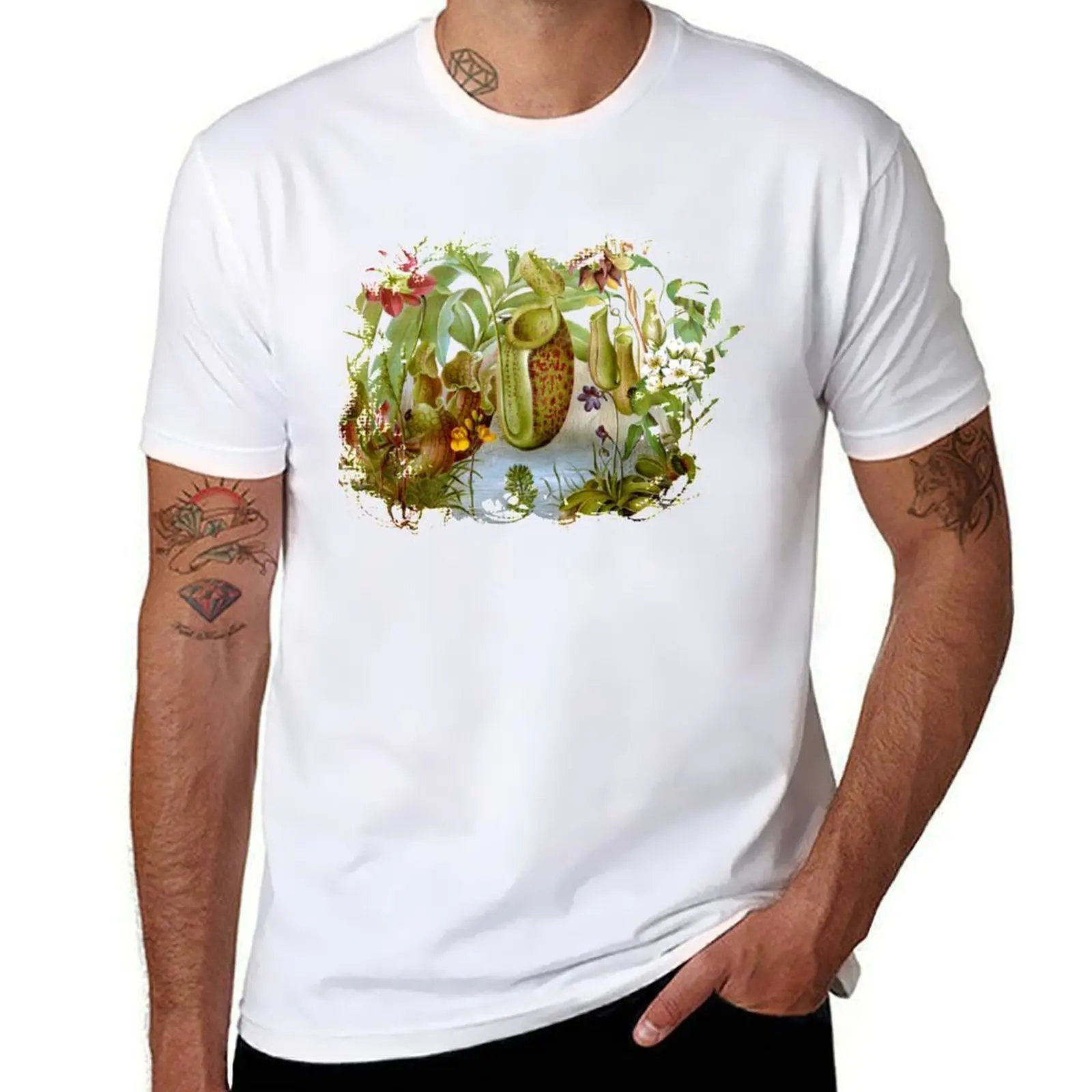 

Vintage Carnivorous Plant Illustration T-Shirt graphic t shirts for man cotton t shirt pack T-Shirt
