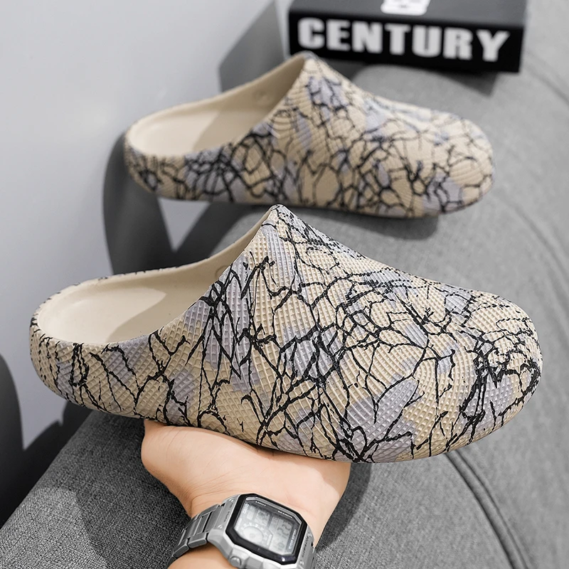 Men's and Women's Outdoor Thick-Soled Beach Half-Slipper Breathable Water-Resistant Commuting Cloud Slippers Camouflage Style Ri