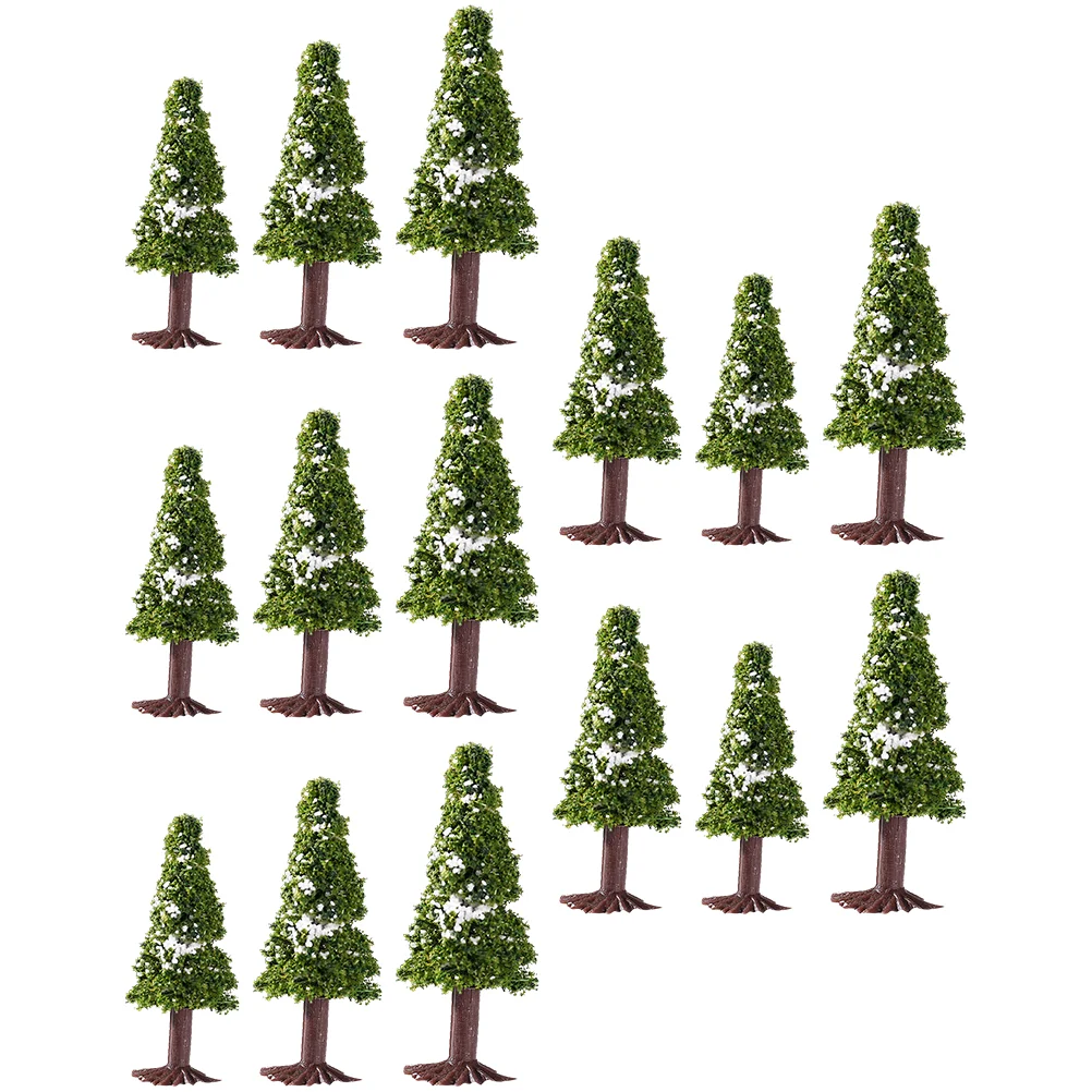 

15 Pcs Decor Wire Christmas Tree Construction Model Landscape Home Decoration Fake Trees Layout Prop Green Sand Tray Child