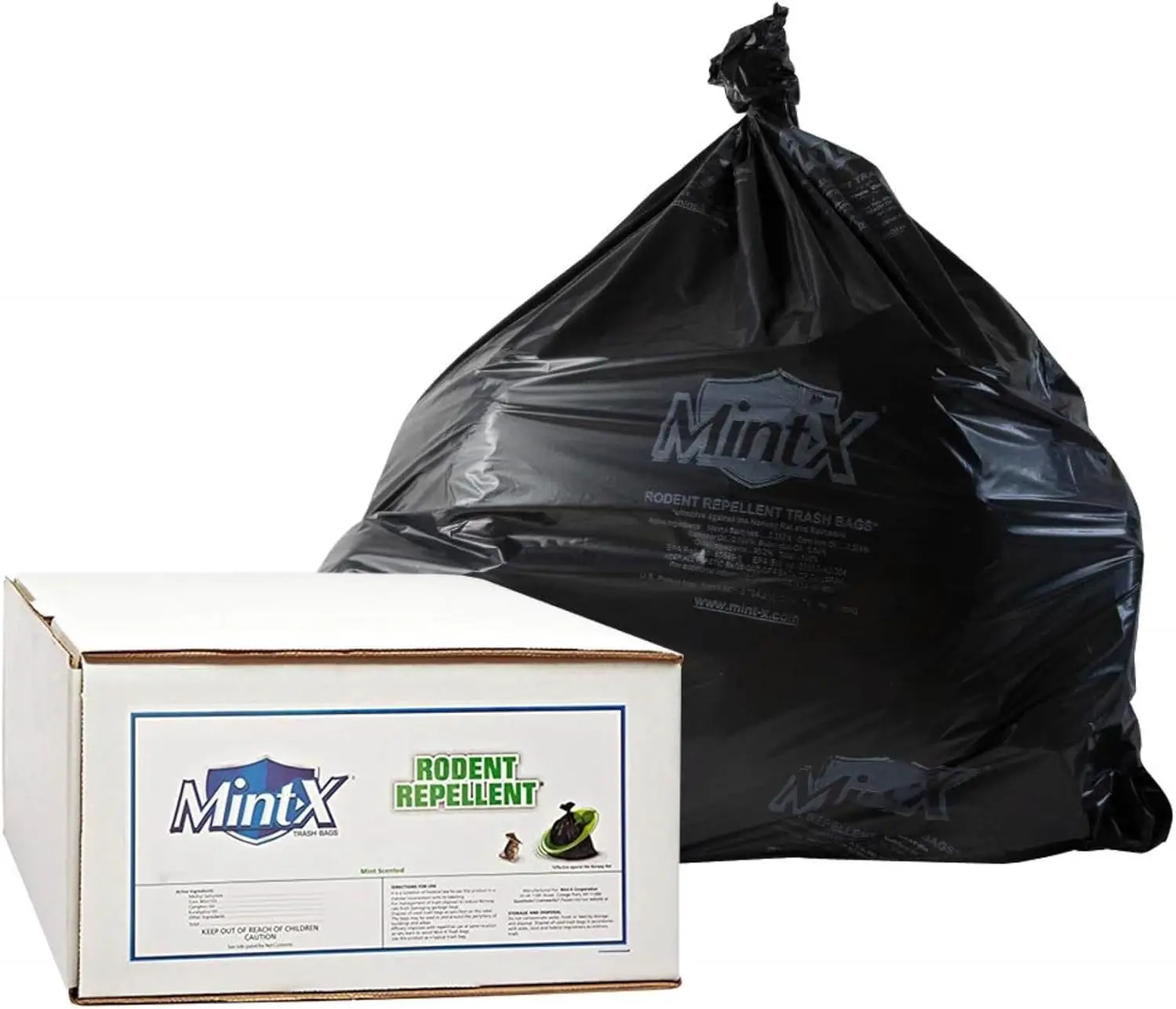 

Rodent Repellent Trash Bags, 1.3 Mil, Flat Seal, 58" Height x 38" Length, Black (Pack of 100) (MX3858XHB)