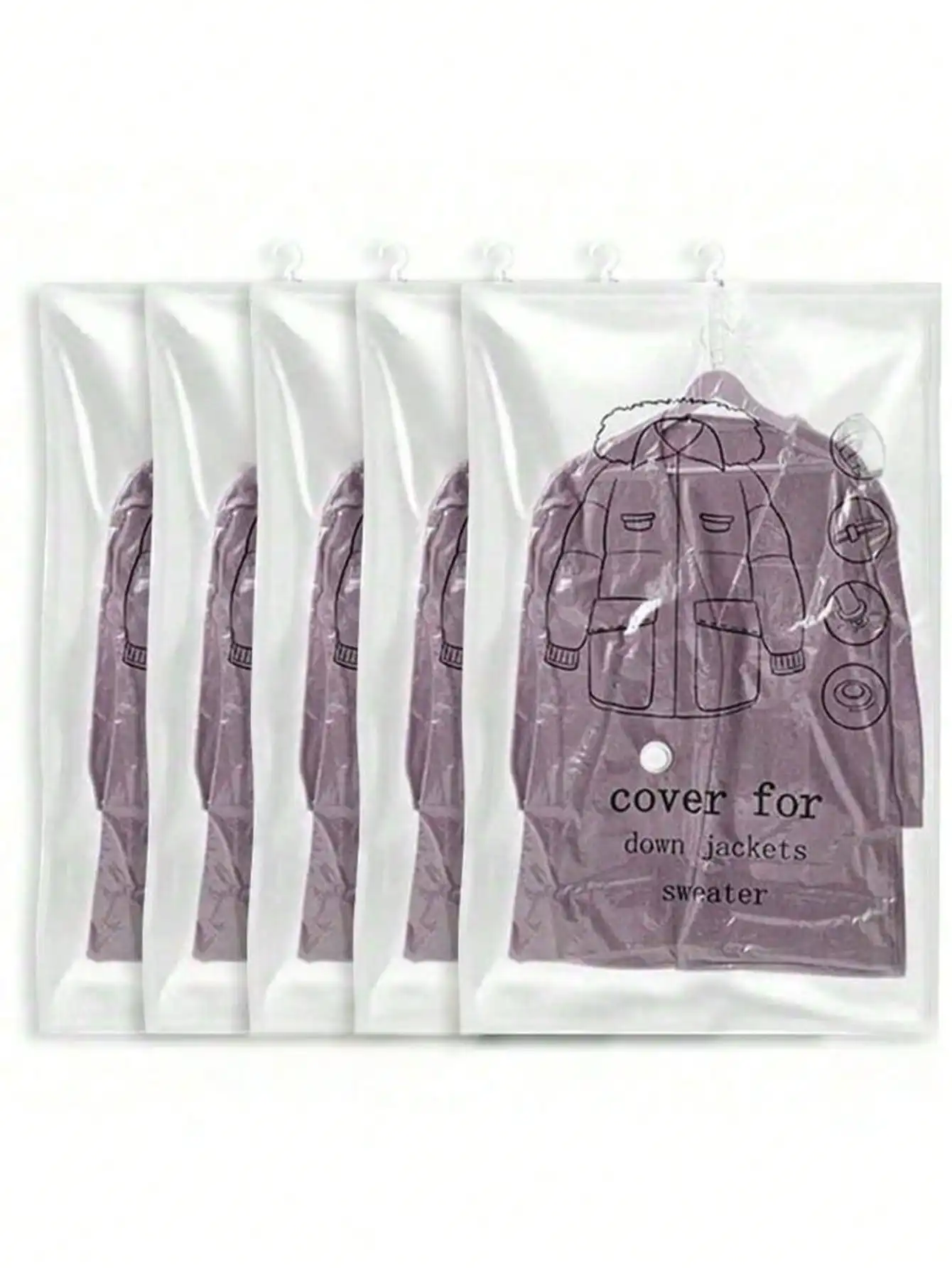

5/1Pack Hanging Vacuum Storage Bags, Large Hanging Space Saver Bags, Hanging Storage Bags For Clothes, Vacuum Sealed For Suits,