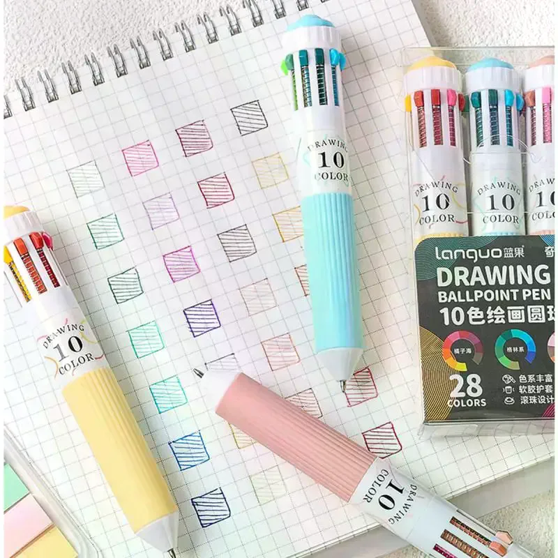 قلم حبر جاف 28 لونًا 0.8 مم قلم كتابة متعدد الألوان للرسم واللوازم المدرسية والقرطاسية