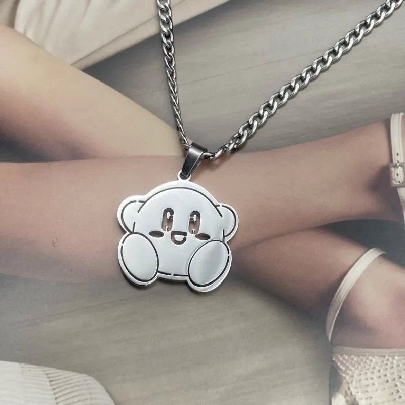 Anime Kirby Silver Doll Alloy Chain Pendant Necklace Fashion Clavicle Chain Party Jewelry Give Lovers Gift