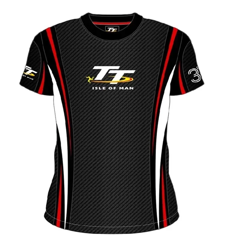 

ISLE OF MAN TT T-Shirt Team Racing Road Race Wear Quick-Dry Summer Short Sleeved Quick Dry Breathable Black White Motorcycle