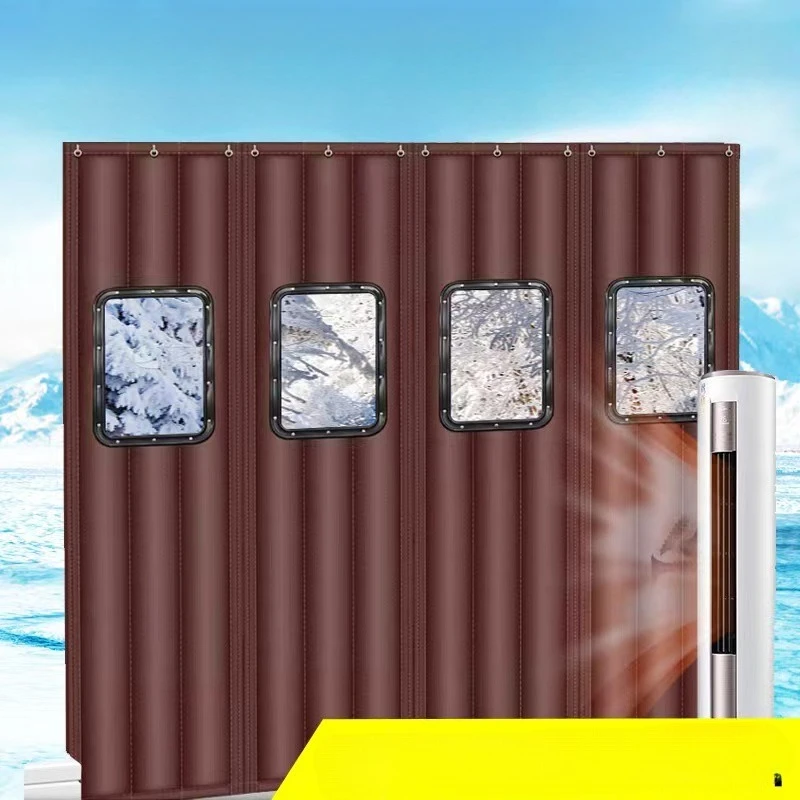 Winter Thermal Door Curtain Visible Panels Keep Warm Thick Insulation Door Curtains for Household Commercial Supermarket