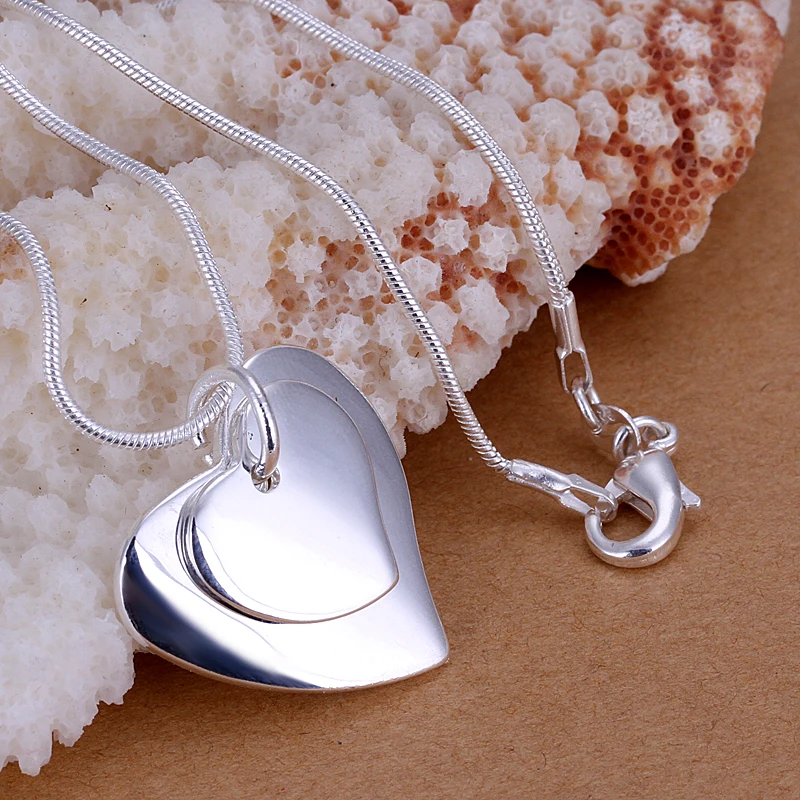 40-75cm 925 Sterling Silver Hearts Pendant Necklace For Women Charm Trend Birthday Gifts Fashion Party