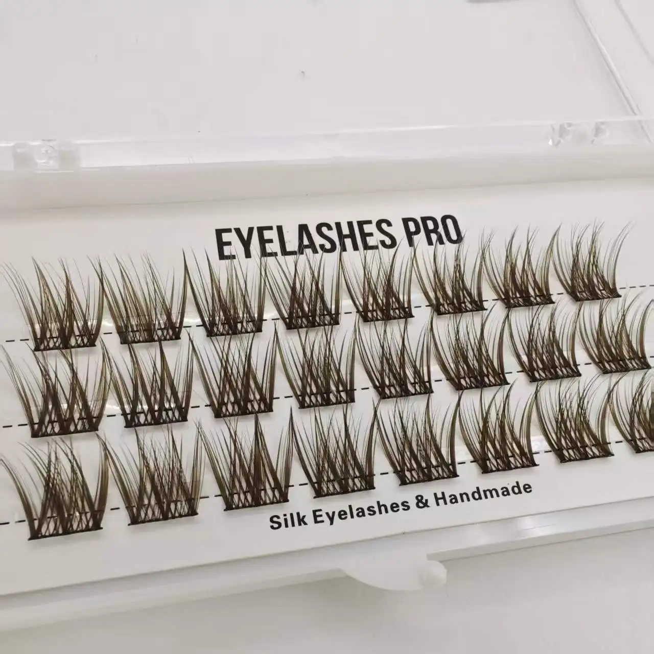 F008 BrownDIY Hand Made Eyelash Extension Segmented Flase Lashes Dramatic Lash Bundles Soft Ribbon Strip Eyelashes Makeup Lashes