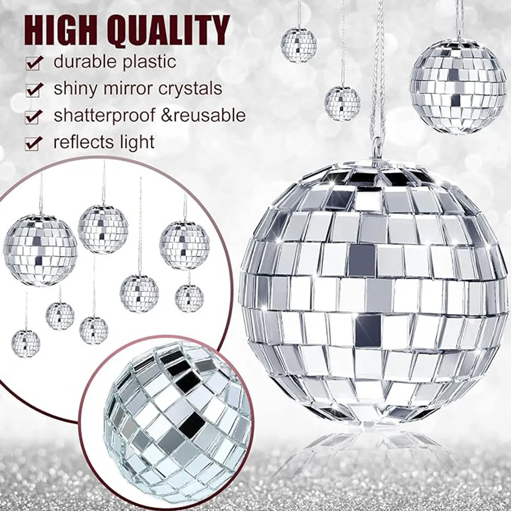 Ensemble de Boules de Chang en Verre Argenté, Ornement pour Décor de ixde Vacances avec Corde, 14 Pièces