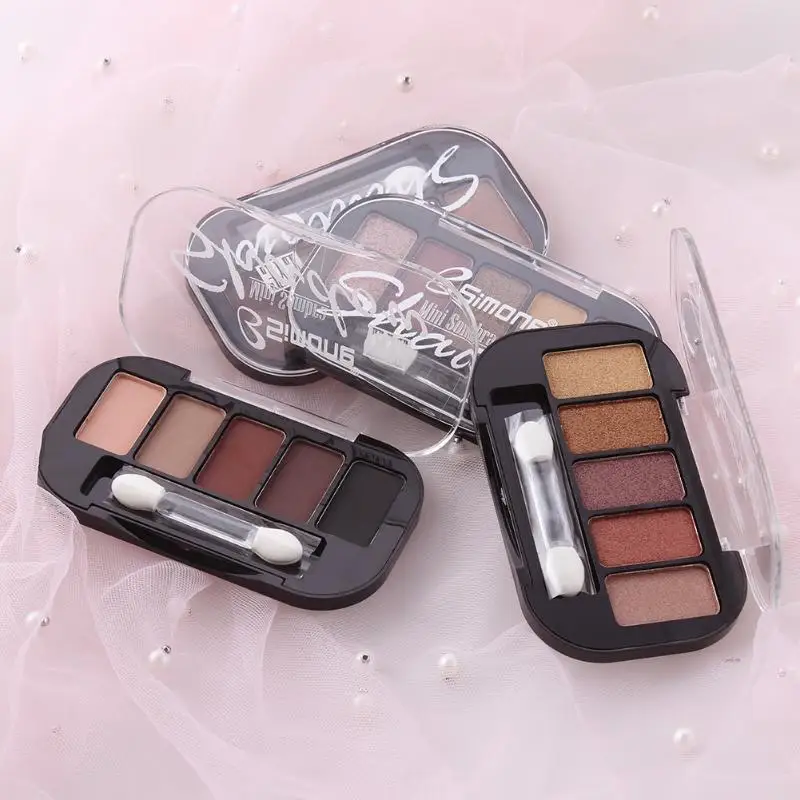 BSIMONE Paleta de sombras de ojos de cinco colores Tridimensional, Natural, Desarrollo de color de larga duración, Maquillaje de sombra de ojos de sombra terrosa