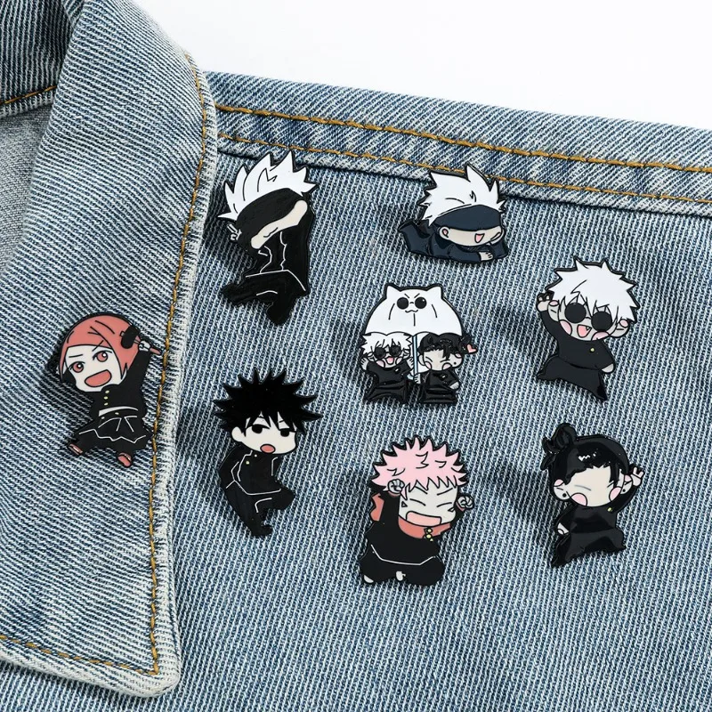 

8pcs Cartoon Jujutsu Kaisen Brooch Creative Itadori Yuji Enamel Pin Metal Badge Jewelry Clothing Backpack Accessories Gifts