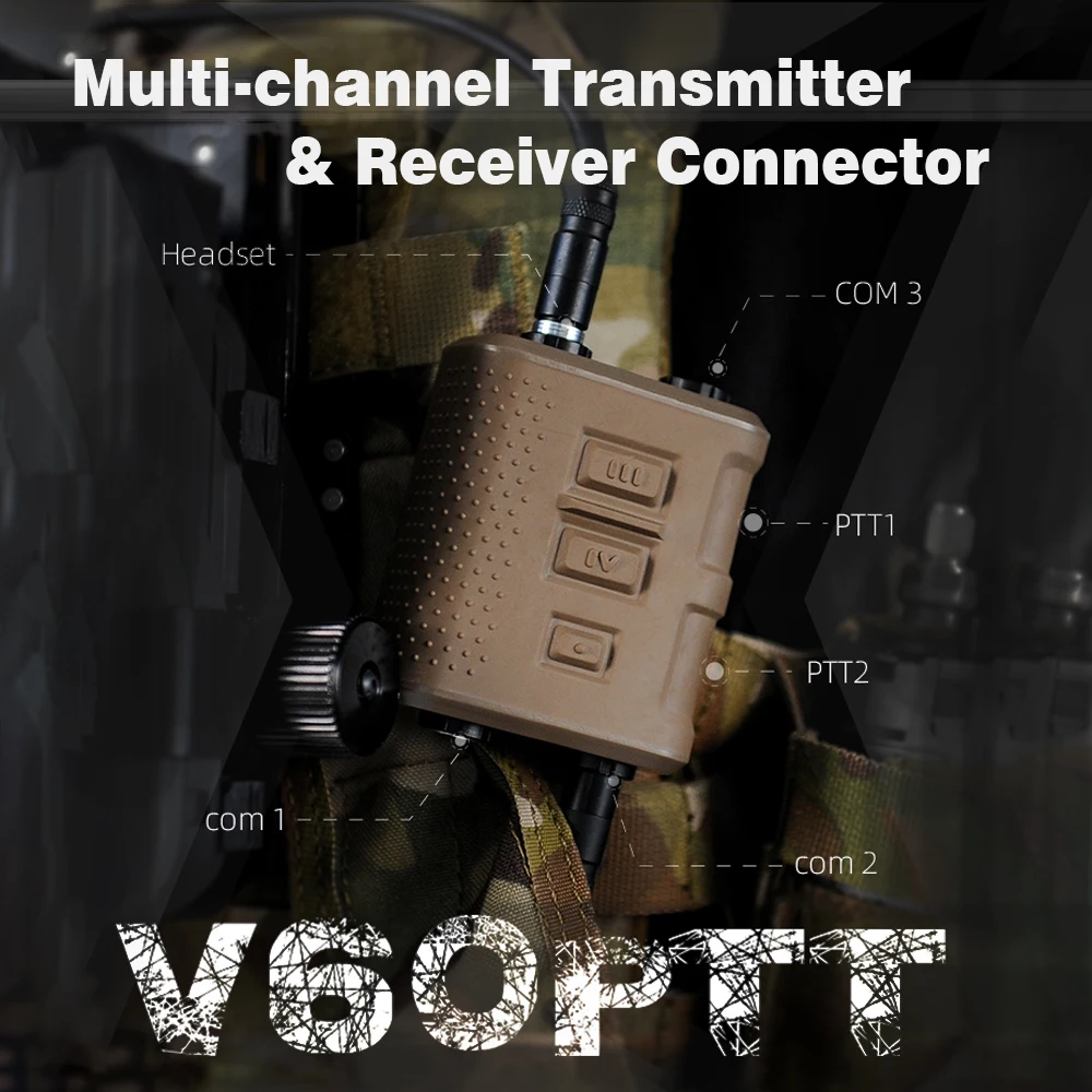 التكتيكية FCS V60 PTT موصل استقبال الارسال قنات الاتصالات ل AMP Comtac III سماعة الرأس #2