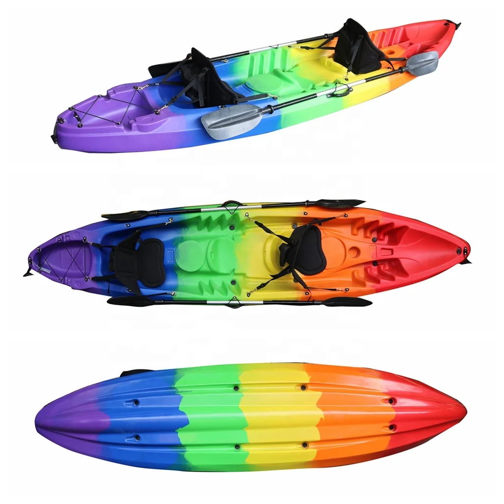 Professional Outdoor Wholesale Plastic Rotomolding 2+1 /canoe Sit on Top for Fishing Family  Lldpe Material
