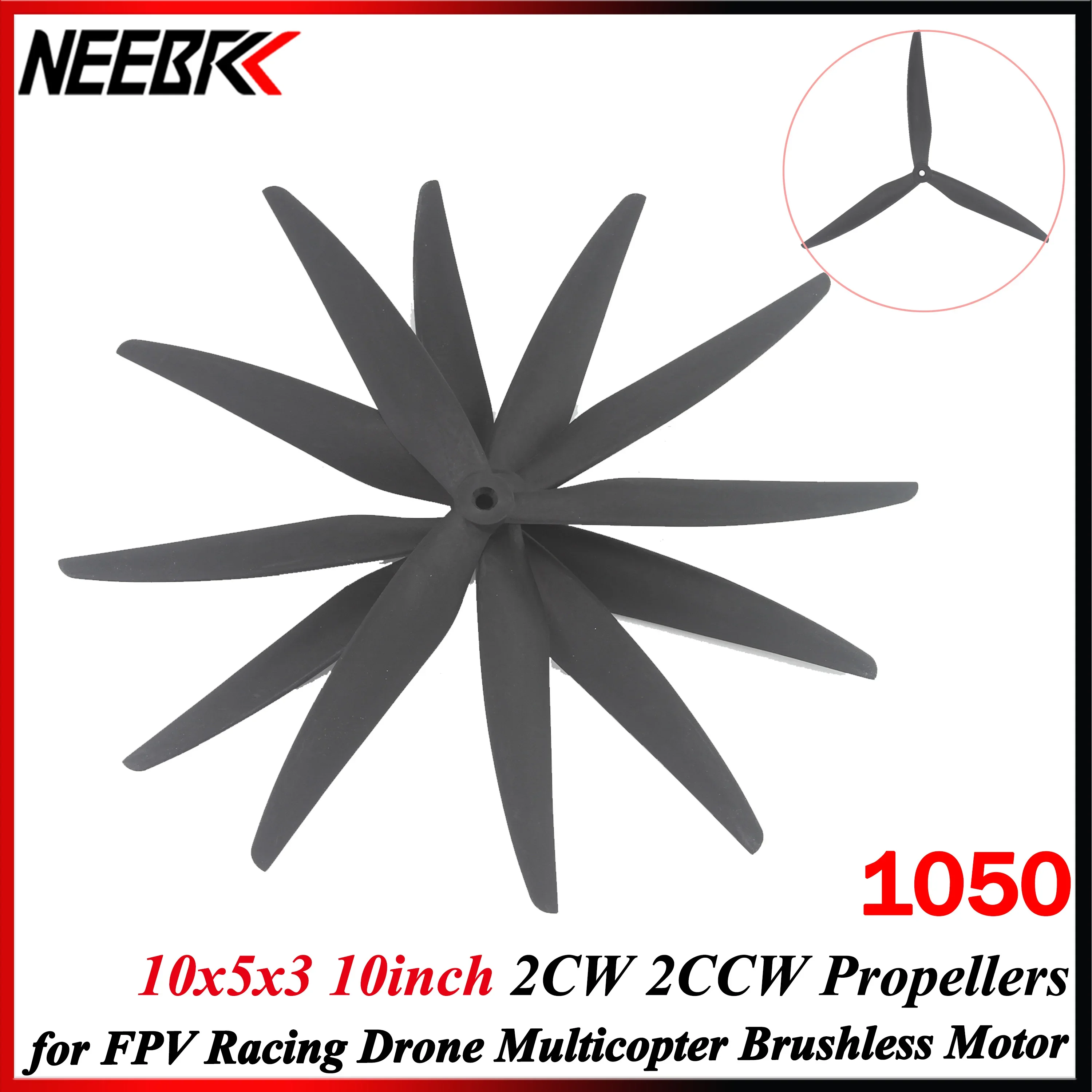 

2/4Pairs 1050 10inch 10x5x3 3-Blade CW CCW Propeller for FPV Racing Drone Multicopter Cinelifter 3115 Motor F405 FC 80A ESC Part