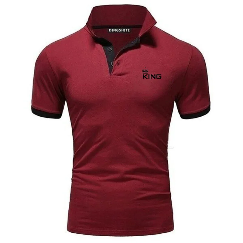 Summer new fashionable men\'s contrasting polo shirt, breathable short sleeved casual men\'s lapel top