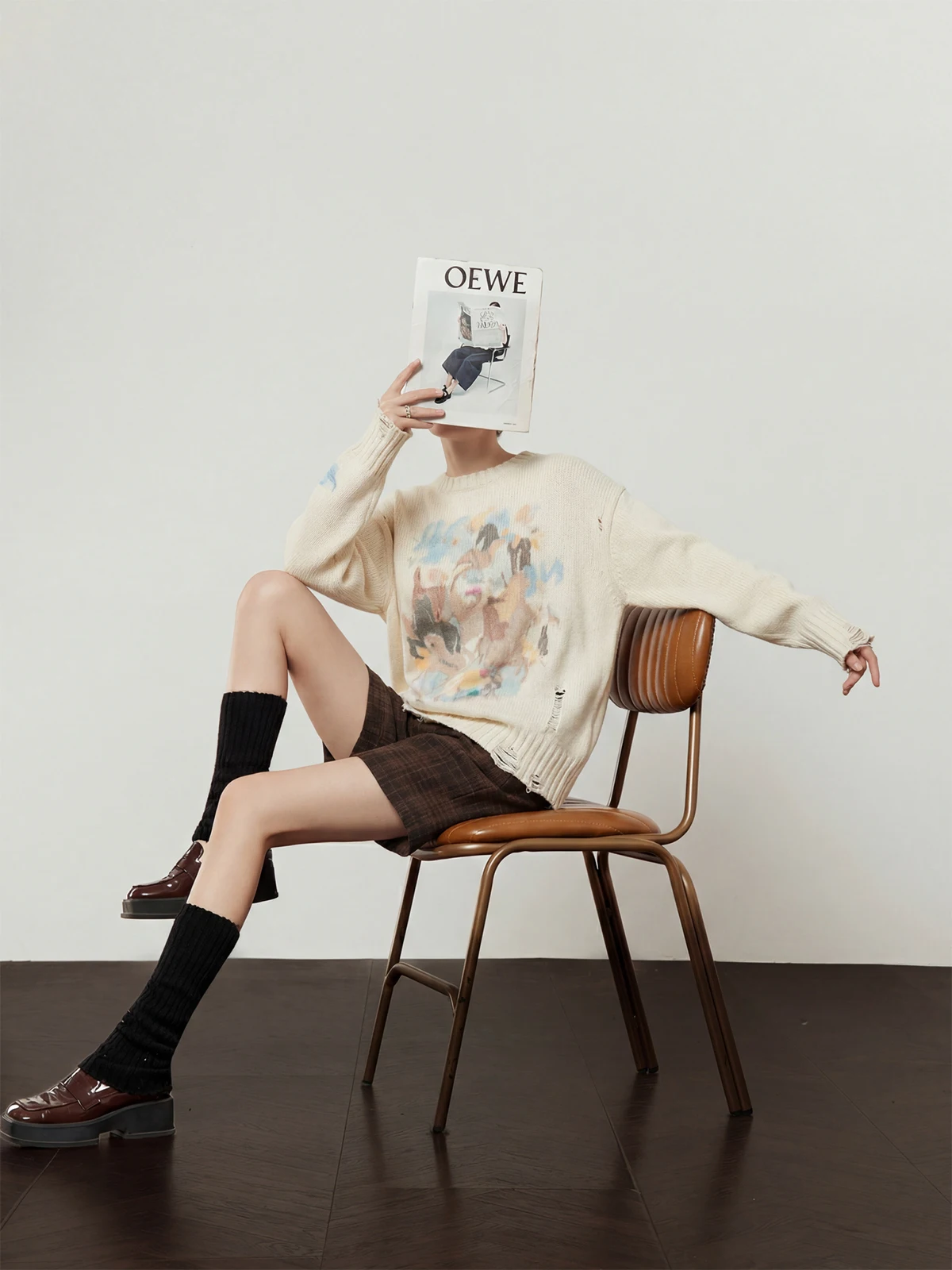 

Свободный вязаный свитер женский, в стиле Lazy Sle Faion, верхняя одежда, новинка 2026, повседневный топ с длинными рукавами от Zhou Li Wu Lang Jian