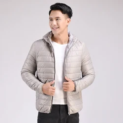 Brand Fashion Men Casual Down Jacket Spring Winter Coats Solid Color Male Hooded Outerwear Size M-5XL