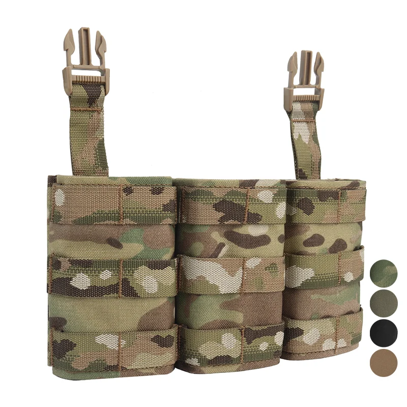 

Quick Detach Triple Rifle Magazine Carrier Multi Platform Front Panel Mount Lightweight Nylon for Field Operations and Airsoft