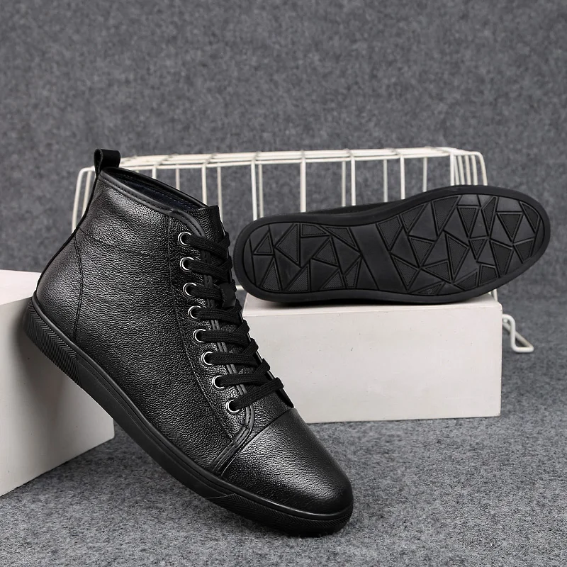 Herren-Schneestiefel aus echtem Leder, warme Winterstiefel für Outdoor-Aktivitäten wie Autofahren und Wandern_voghion.com