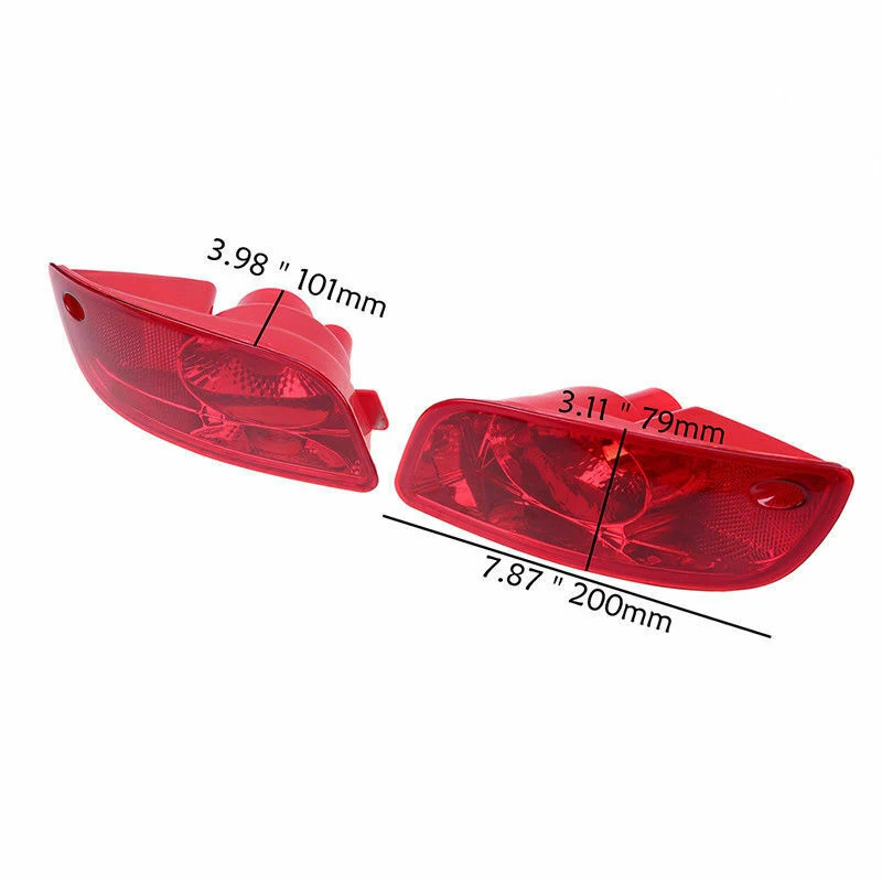 Car Rear Bumper Reflector Lights for Hyundai Santa Fe (CM) 2007-2009 Pre-Facelift Tail Fog Light Housing Red Lens