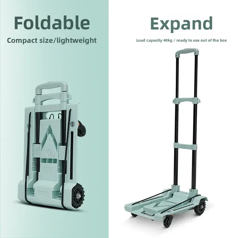 Minimalist Folding luggage cart, trolley, trolley, flatbed truck, trailer, trolley goods shopping, truck four wheels Durable